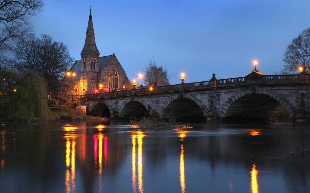mixed light photograph of English Bridge Shrewsbury. Philip Dunn